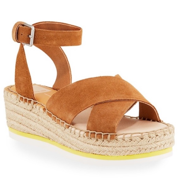 Dolce Vita Brown Suede Lacy Espadrille Wedge Sandal Size